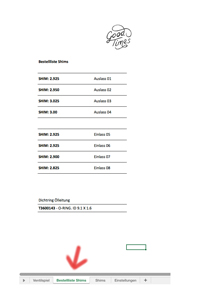 Shim Excel - Bestellliste